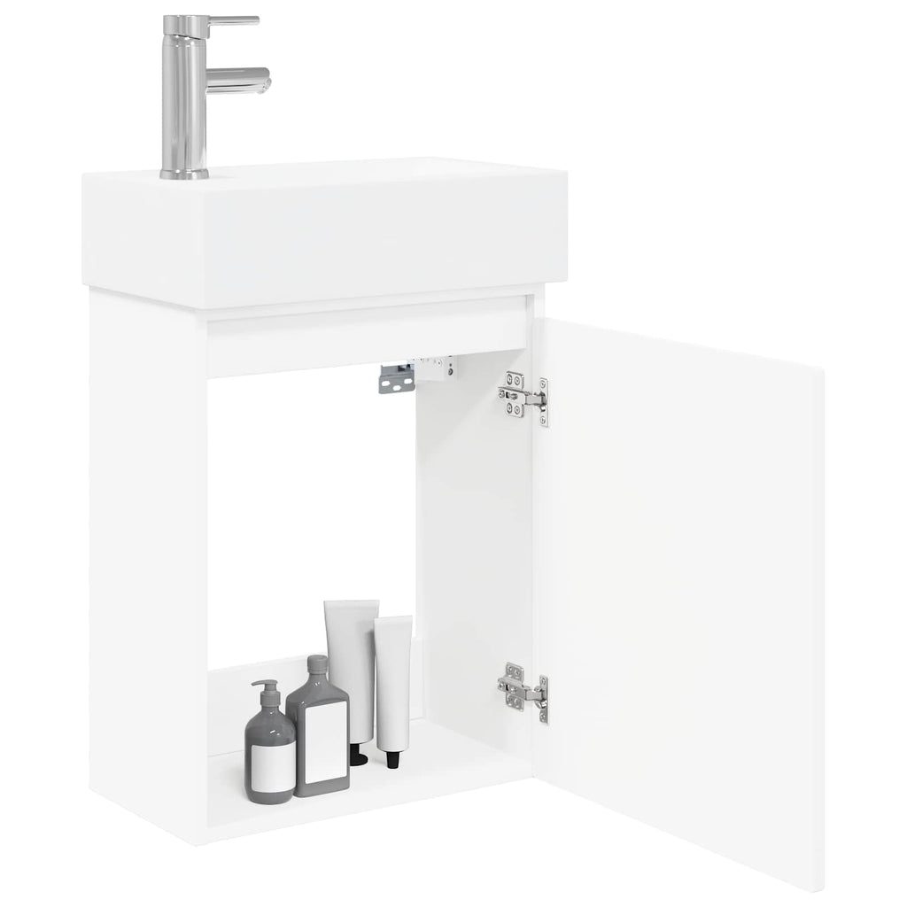 Badezimmer Waschtischunterschrank mit Wasserhahn Weiß