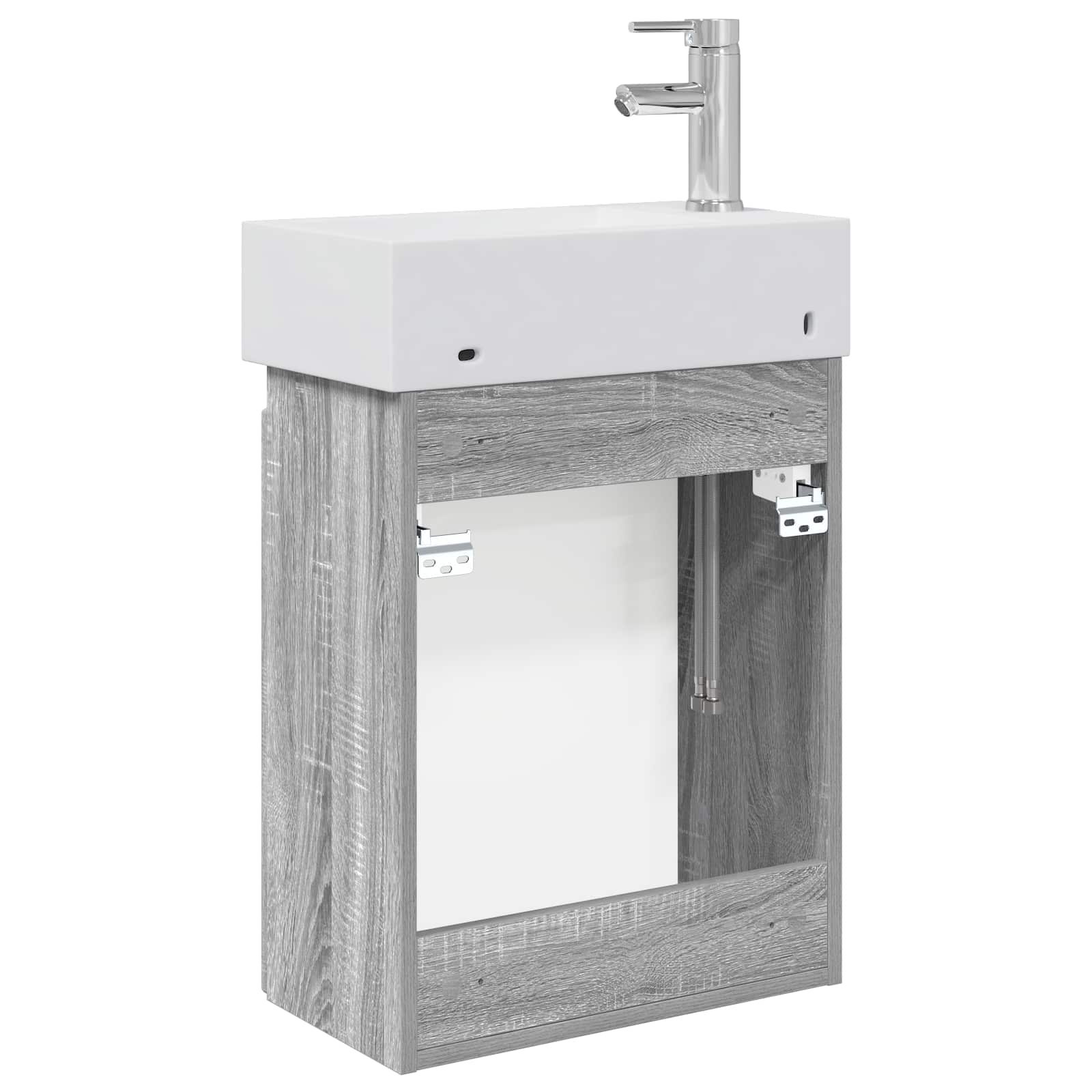 Badezimmer Waschtischunterschrank mit Wasserhahn Grau Sonoma
