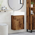 Badezimmer Waschtischunterschrank mit Wasserhahn Altholz
