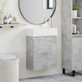Badezimmer Waschtischunterschrank mit Wasserhahn Betongrau