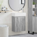 Badezimmer Waschtischunterschrank mit Wasserhahn Grau Sonoma