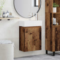 Badezimmer Waschtischunterschrank mit Wasserhahn Altholz