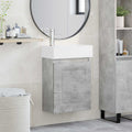 Badezimmer Waschtischunterschrank mit Wasserhahn Betongrau