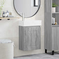 Badezimmer Waschtischunterschrank mit Wasserhahn Grau Sonoma