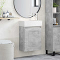 Badezimmer Waschtischunterschrank mit Wasserhahn Betongrau