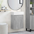 Badezimmer Waschtischunterschrank mit Wasserhahn Grau Sonoma