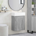 Badezimmer Waschtischunterschrank mit Wasserhahn Grau Sonoma