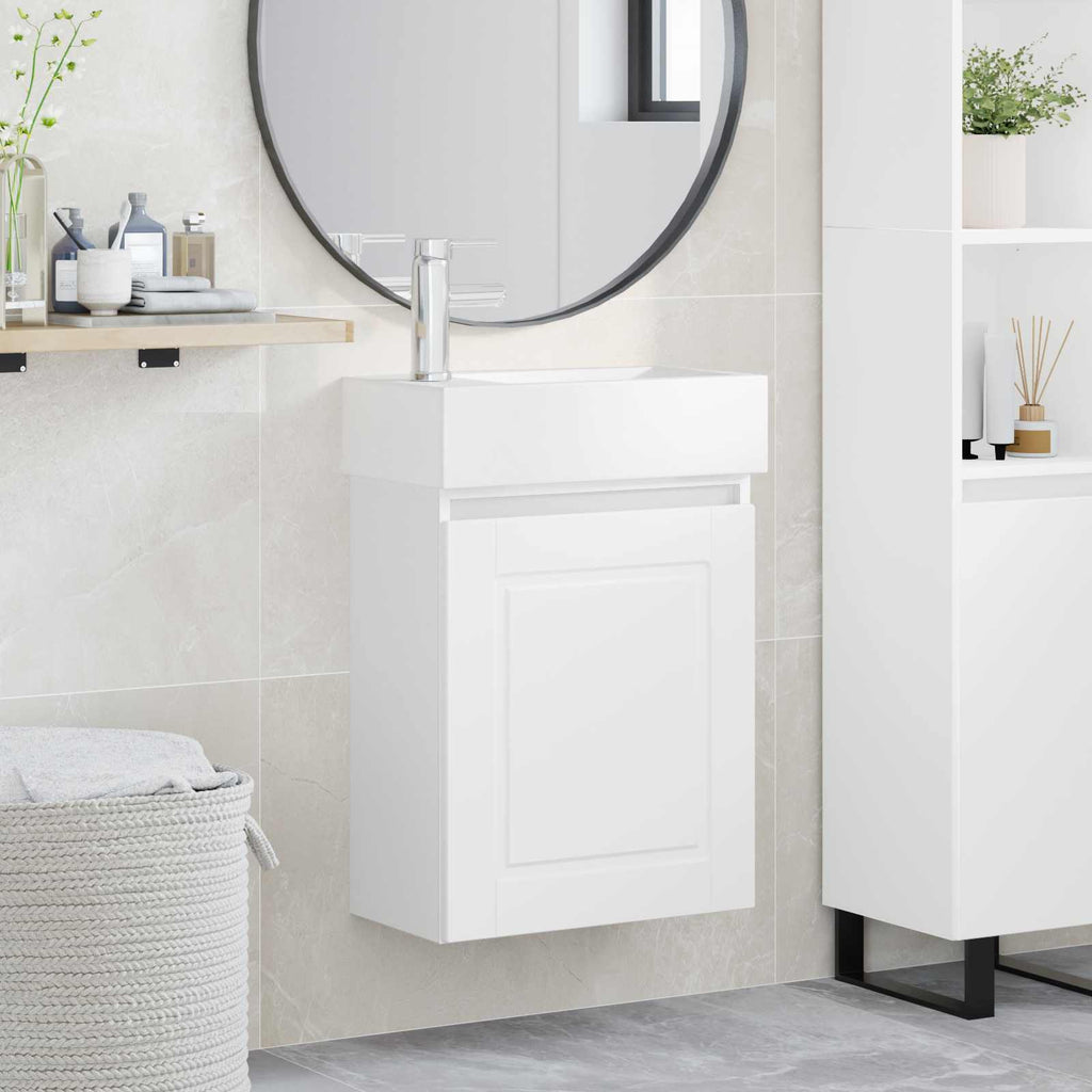 Badezimmer Waschtischunterschrank mit Wasserhahn Weiß