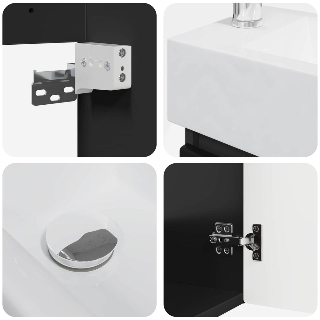 Badezimmer Waschtischunterschrank mit Wasserhahn Schwarz