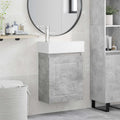 Badezimmer Waschtischunterschrank mit Wasserhahn Betongrau