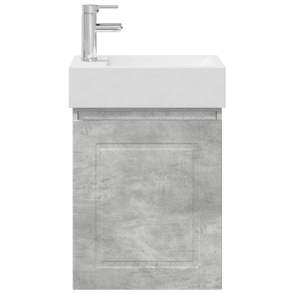 Badezimmer Waschtischunterschrank mit Wasserhahn Betongrau