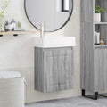 Badezimmer Waschtischunterschrank mit Wasserhahn Grau Sonoma