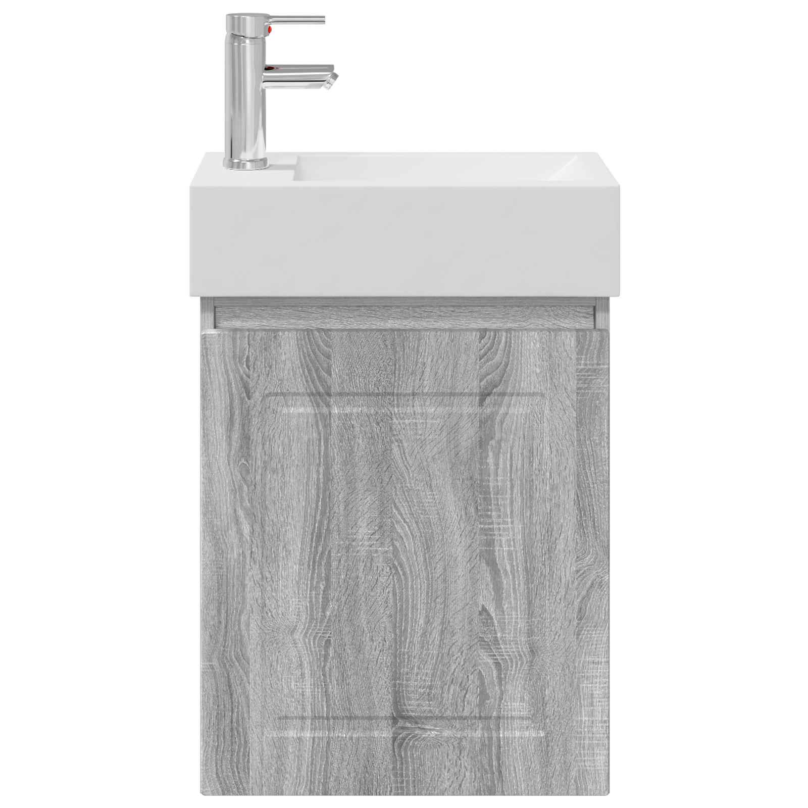 Badezimmer Waschtischunterschrank mit Wasserhahn Grau Sonoma