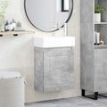 Badezimmer Waschtischunterschrank mit Wasserhahn Betongrau