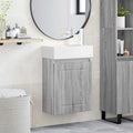 Badezimmer Waschtischunterschrank mit Wasserhahn Grau Sonoma