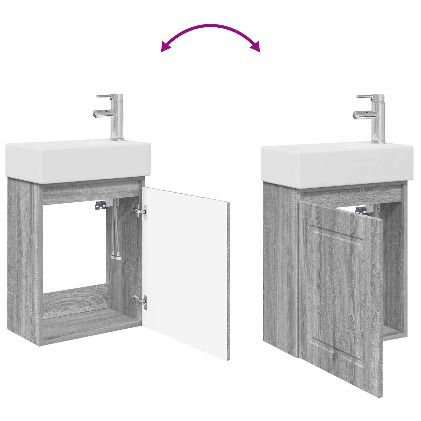 Badezimmer Waschtischunterschrank mit Wasserhahn Grau Sonoma