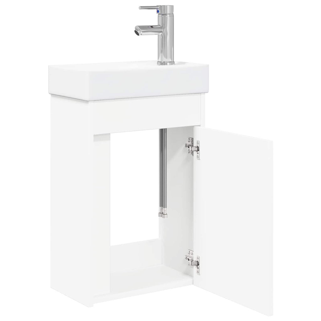 Badezimmer Waschtischunterschrank mit Wasserhahn Weiß