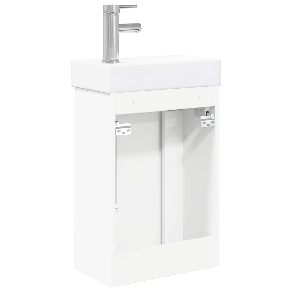 Badezimmer Waschtischunterschrank mit Wasserhahn Weiß
