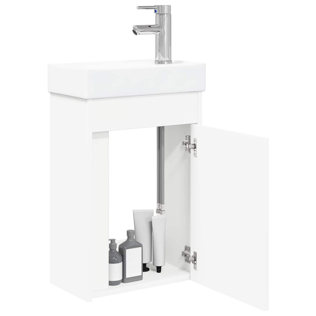 Badezimmer Waschtischunterschrank mit Wasserhahn Weiß