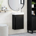 Badezimmer Waschtischunterschrank mit Wasserhahn Schwarze Eiche
