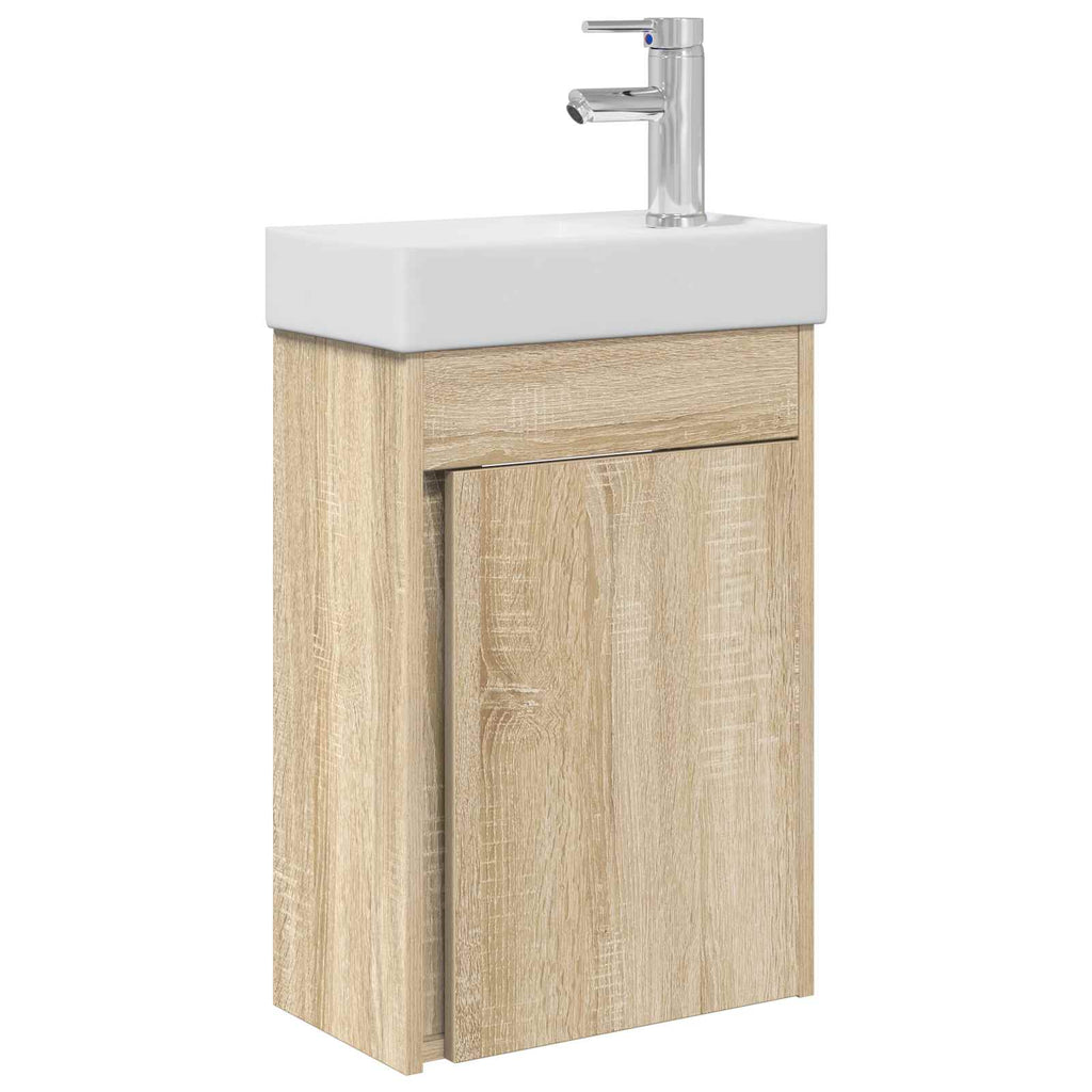 Badezimmer Waschtischunterschrank mit Wasserhahn Sonoma-Eiche