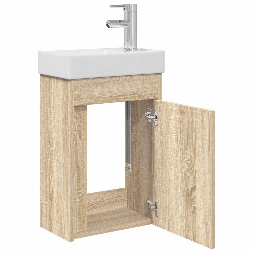 Badezimmer Waschtischunterschrank mit Wasserhahn Sonoma-Eiche