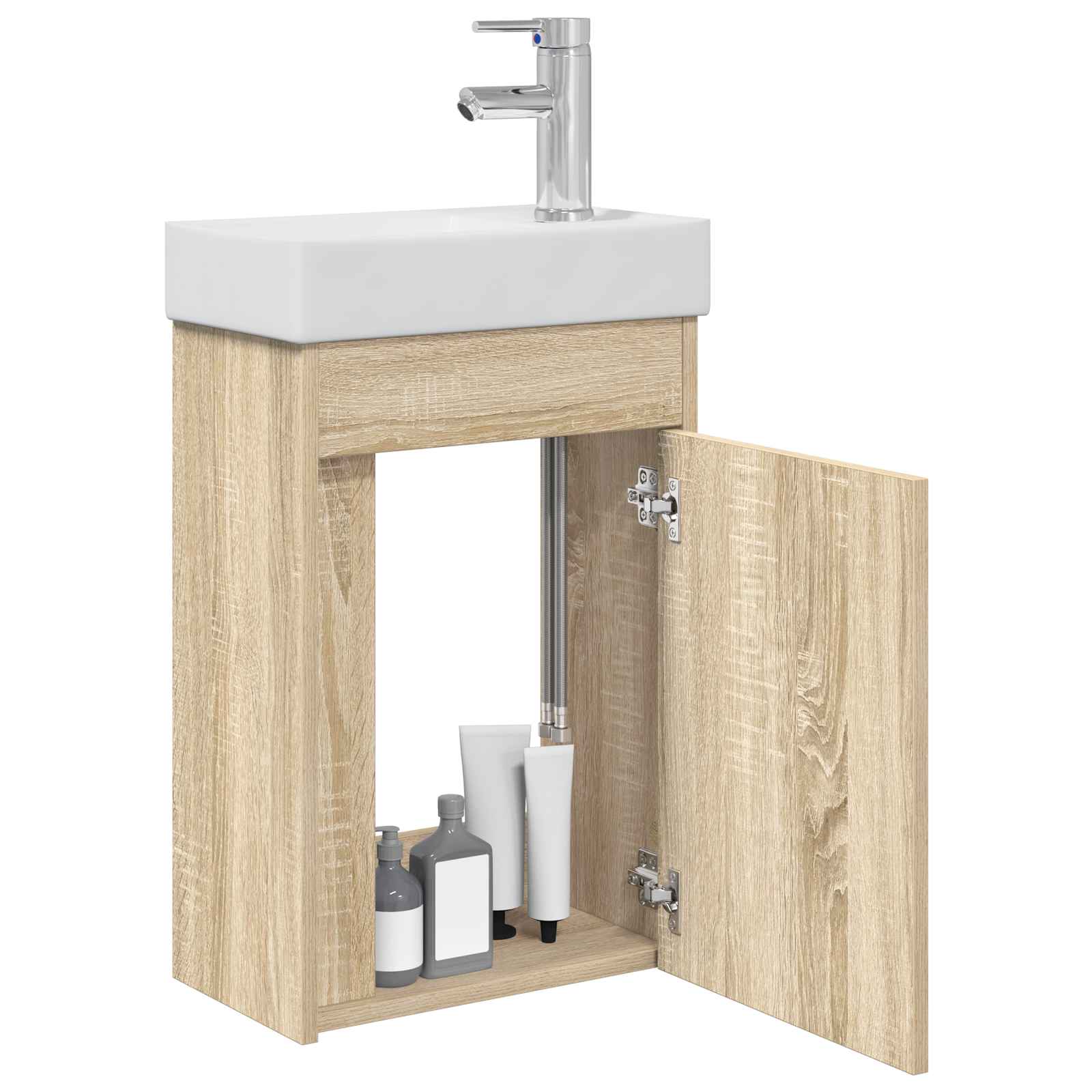 Badezimmer Waschtischunterschrank mit Wasserhahn Sonoma-Eiche