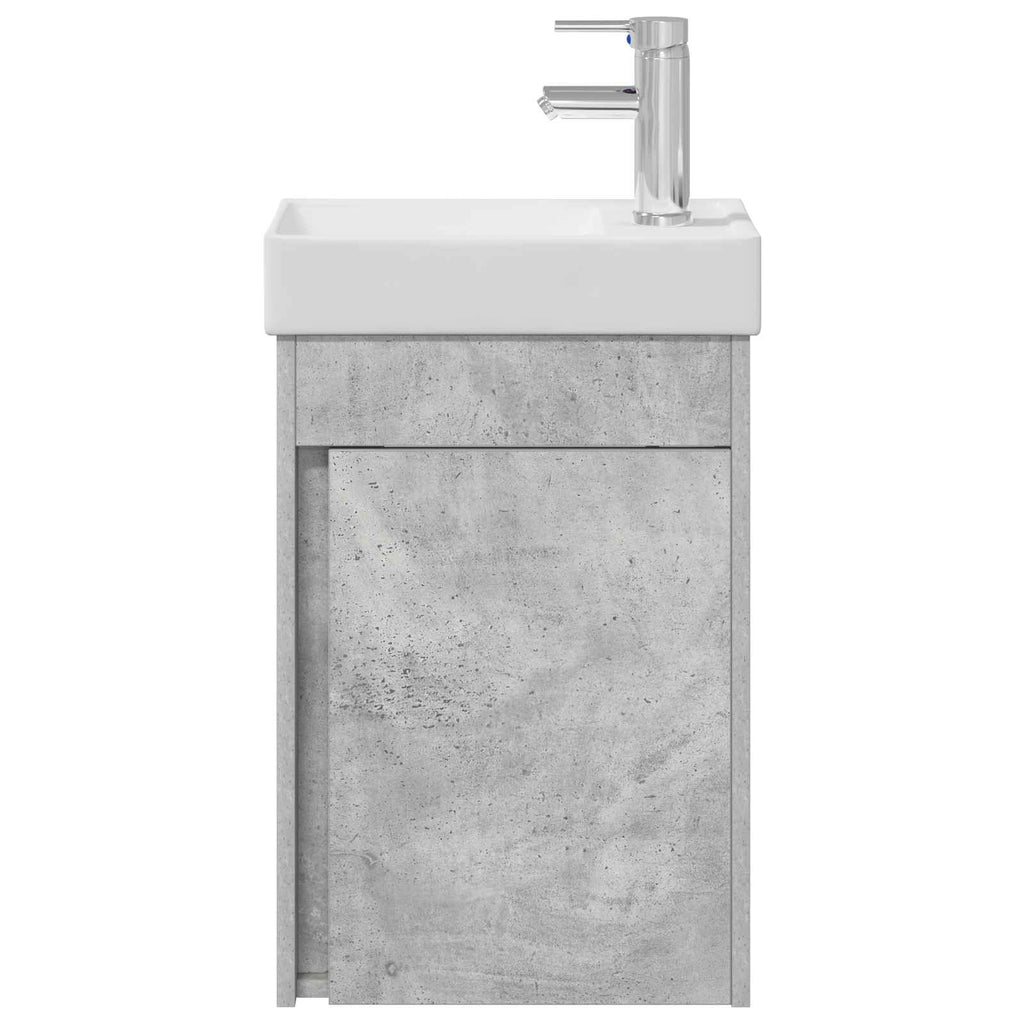 Badezimmer Waschtischunterschrank mit Wasserhahn Betongrau