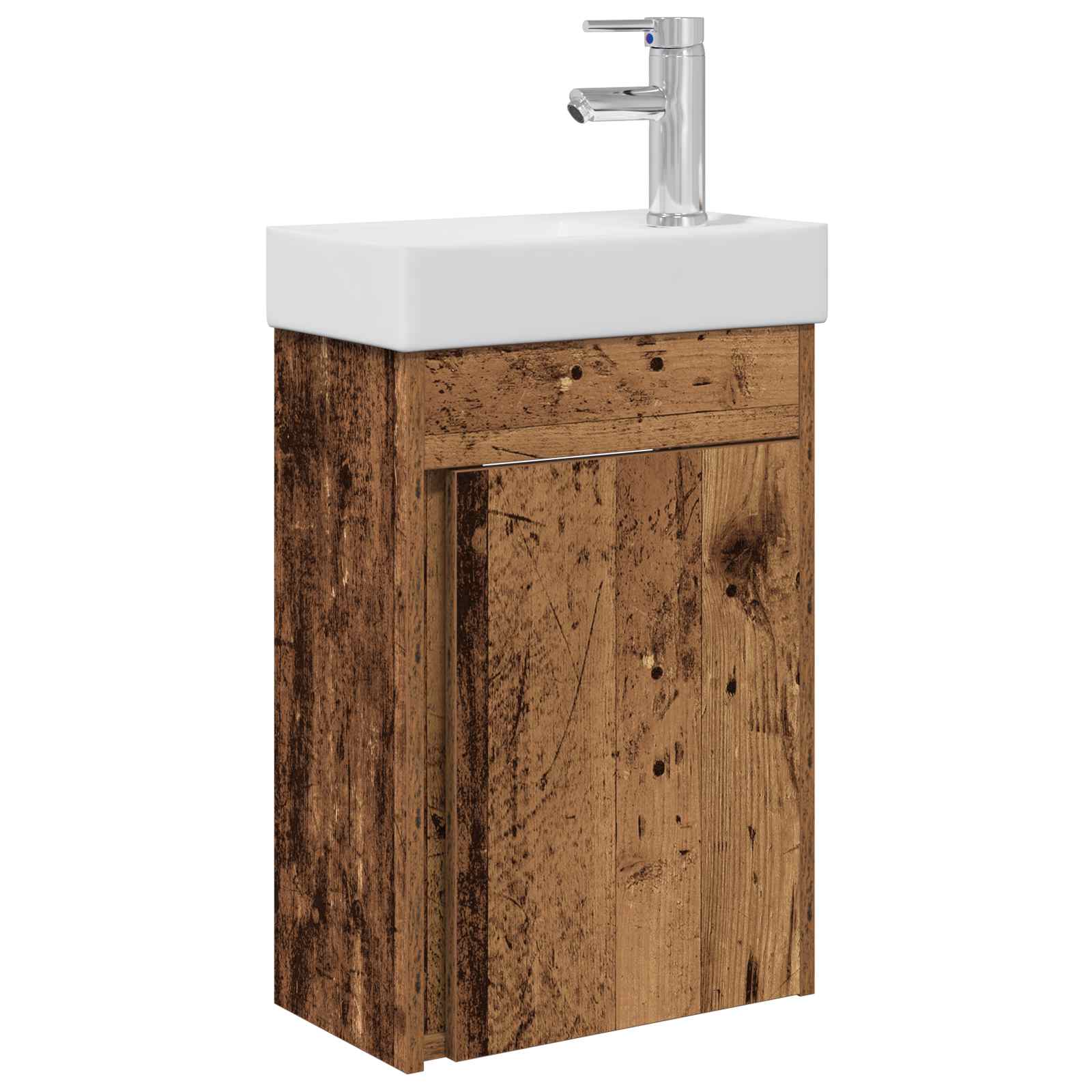 Badezimmer Waschtischunterschrank mit Wasserhahn Altholz