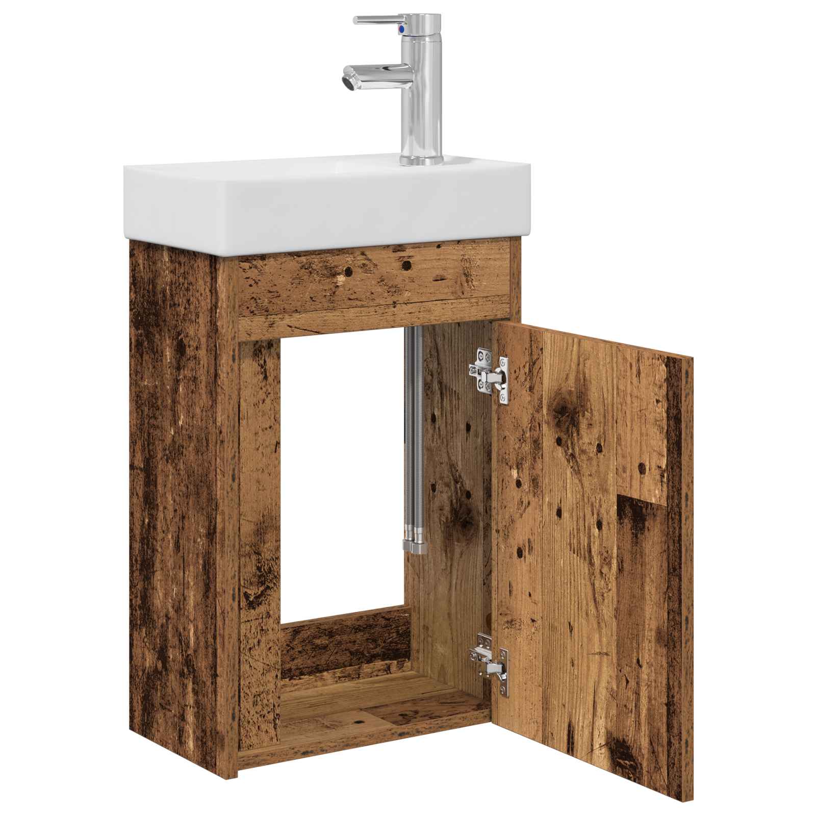 Badezimmer Waschtischunterschrank mit Wasserhahn Altholz