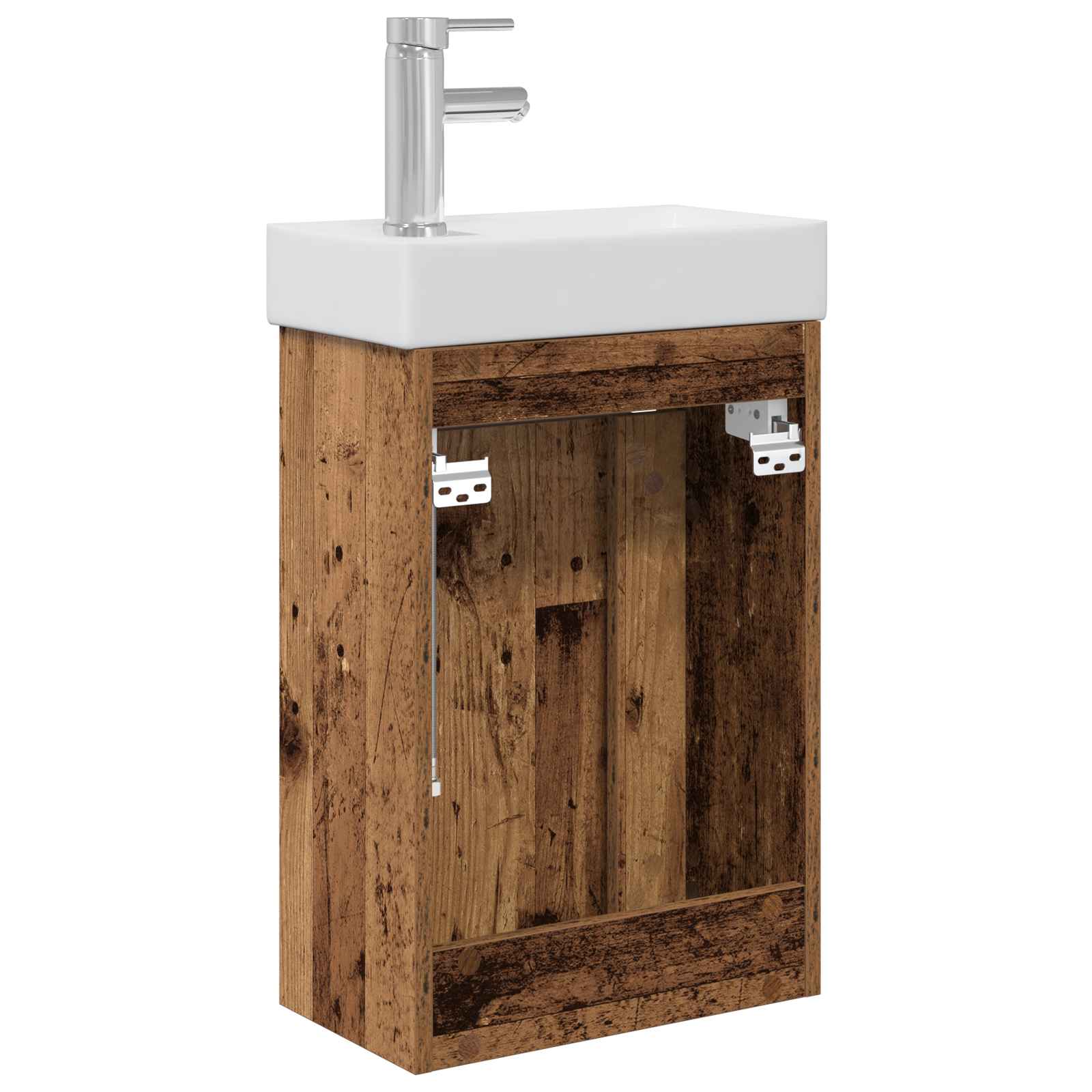 Badezimmer Waschtischunterschrank mit Wasserhahn Altholz