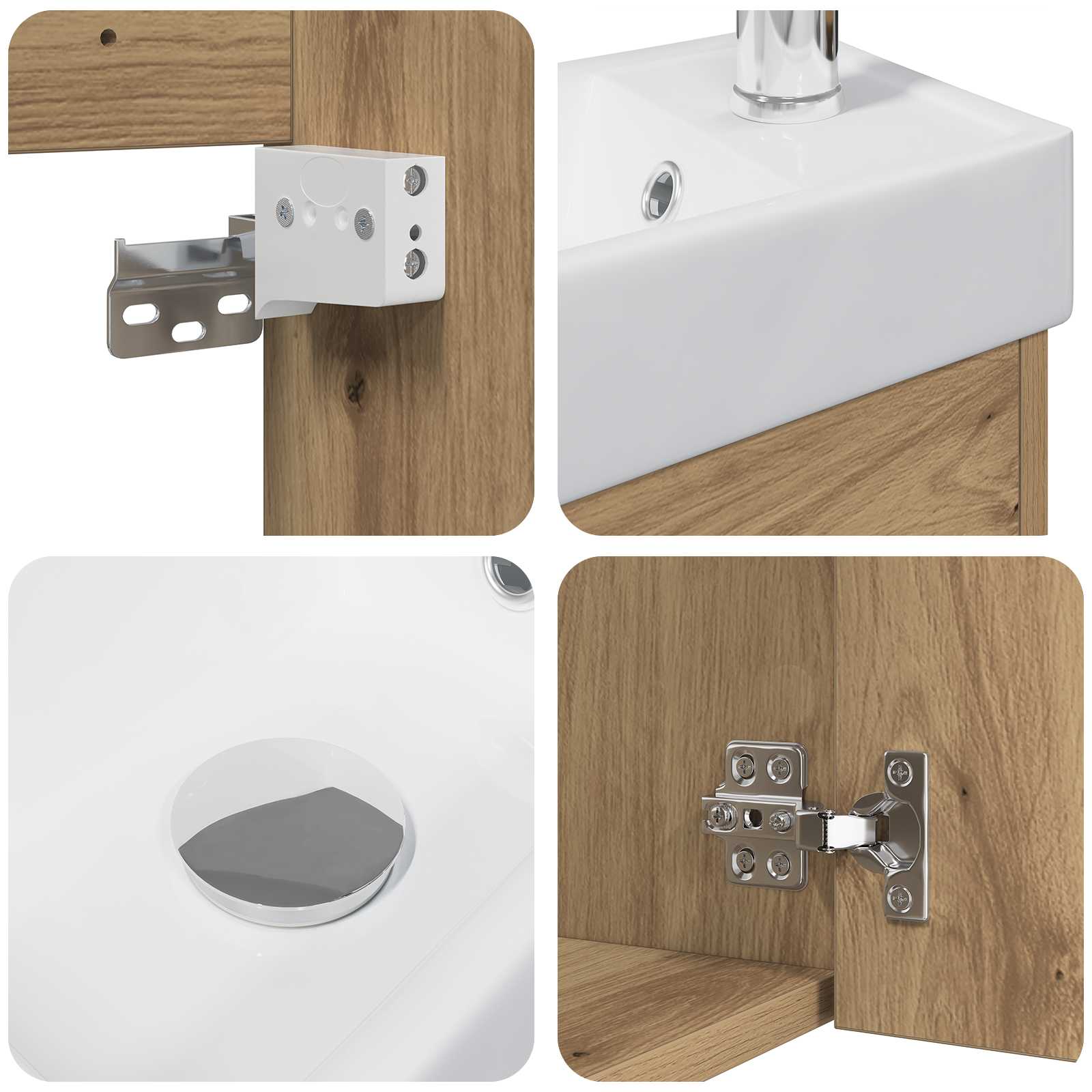 Badezimmer Waschtischunterschrank mit Wasserhahn Artisan-Eiche