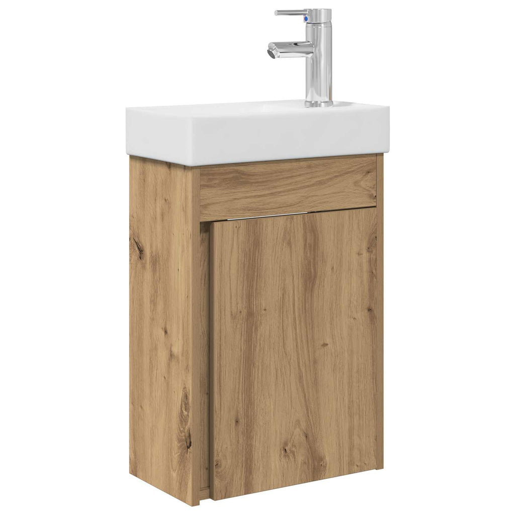 Badezimmer Waschtischunterschrank mit Wasserhahn Artisan-Eiche