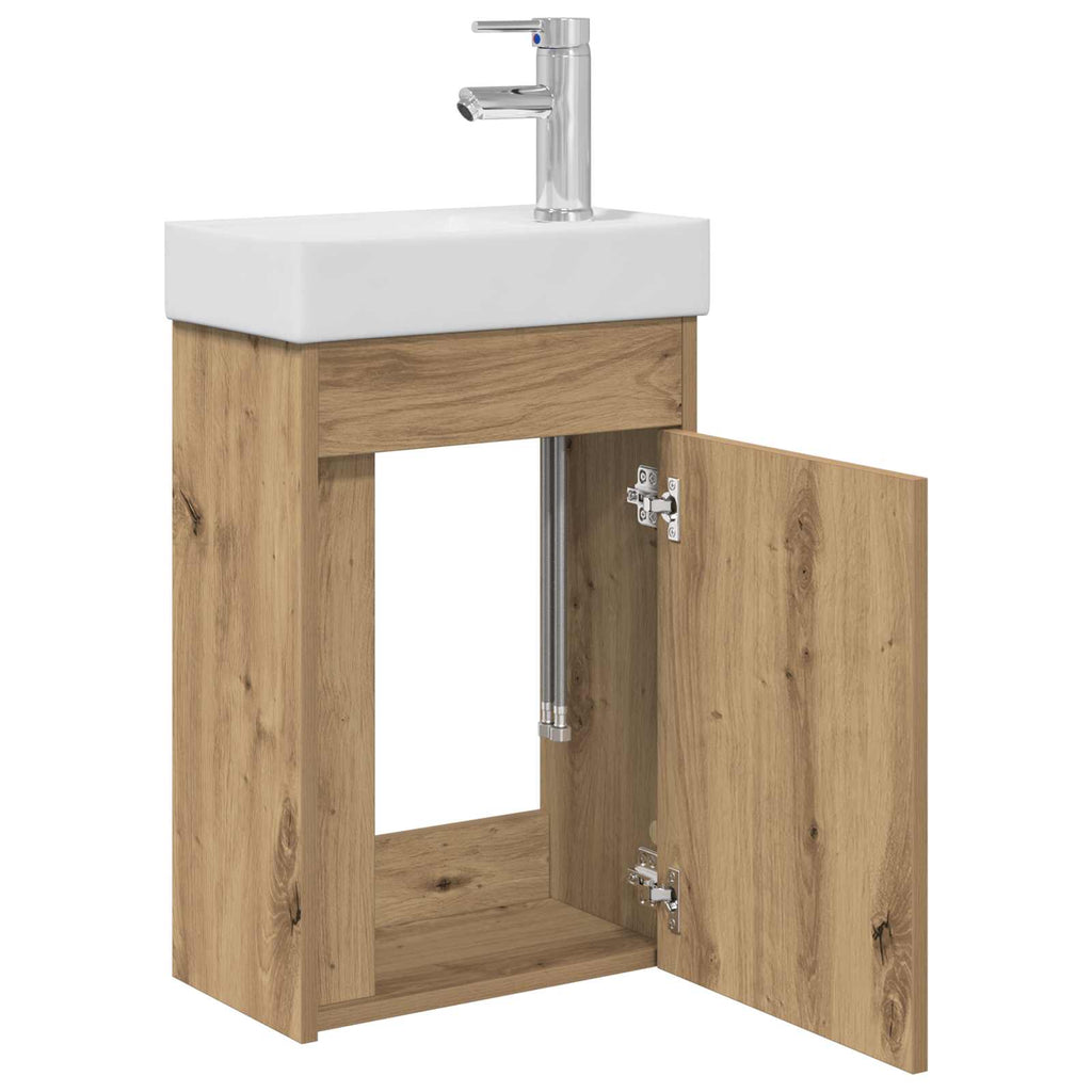 Badezimmer Waschtischunterschrank mit Wasserhahn Artisan-Eiche