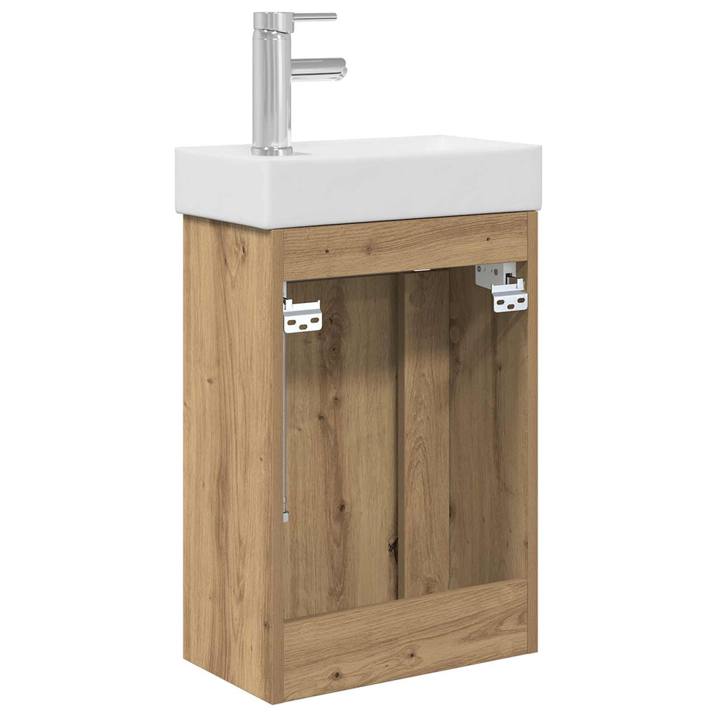 Badezimmer Waschtischunterschrank mit Wasserhahn Artisan-Eiche