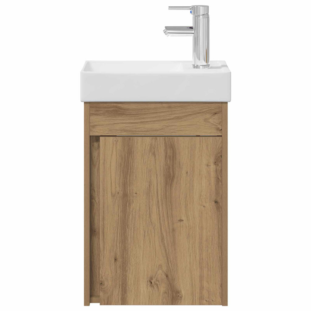 Badezimmer Waschtischunterschrank mit Wasserhahn Artisan-Eiche