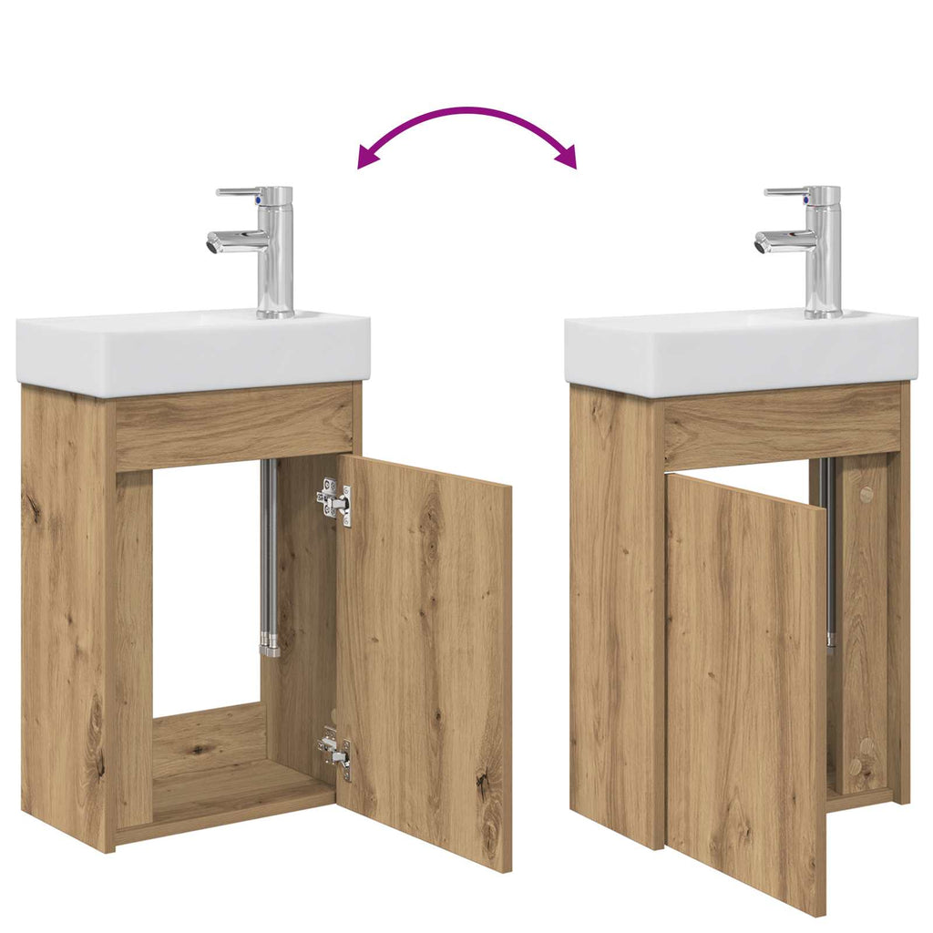 Badezimmer Waschtischunterschrank mit Wasserhahn Artisan-Eiche
