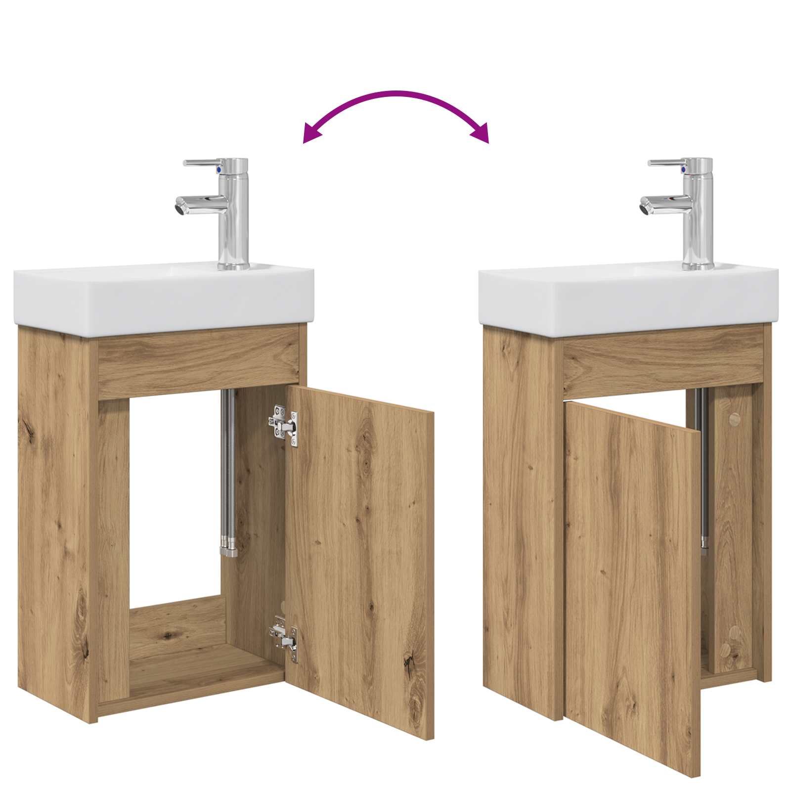 Badezimmer Waschtischunterschrank mit Wasserhahn Artisan-Eiche
