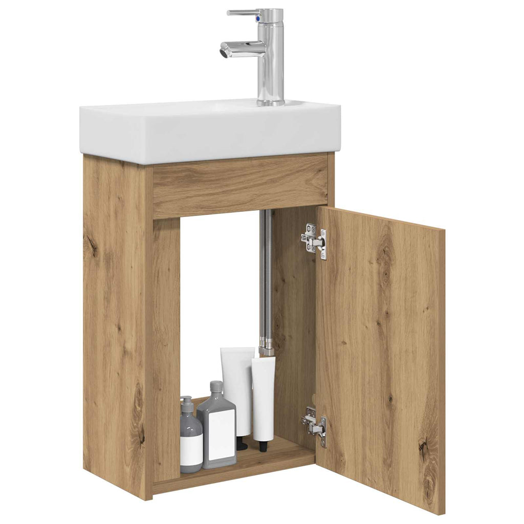Badezimmer Waschtischunterschrank mit Wasserhahn Artisan-Eiche