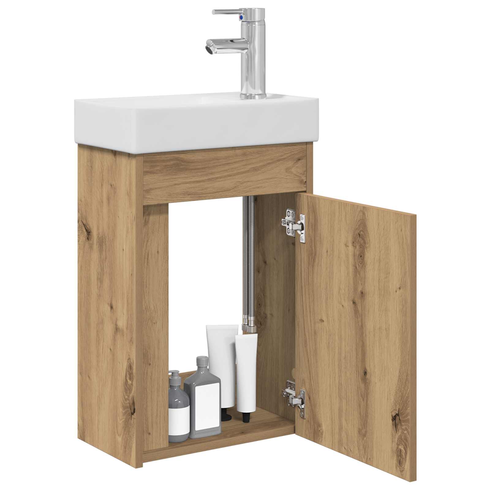 Badezimmer Waschtischunterschrank mit Wasserhahn Artisan-Eiche