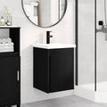 Badezimmer Waschtischunterschrank mit Wasserhahn Schwarze Eiche