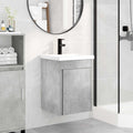 Badezimmer Waschtischunterschrank mit Wasserhahn Betongrau