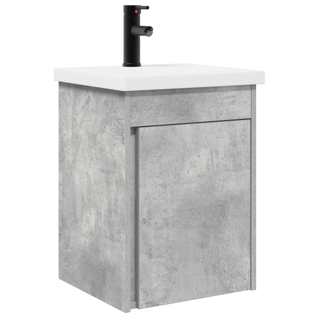 Badezimmer Waschtischunterschrank mit Wasserhahn Betongrau
