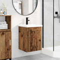 Badezimmer Waschtischunterschrank mit Wasserhahn Altholz