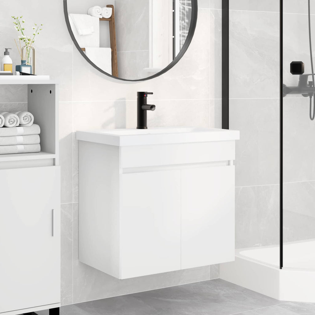 Badezimmer Waschtischunterschrank mit Wasserhahn Weiß