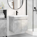 Badezimmer Waschtischunterschrank mit Wasserhahn Betongrau