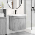 Badezimmer Waschtischunterschrank mit Wasserhahn Grau Sonoma