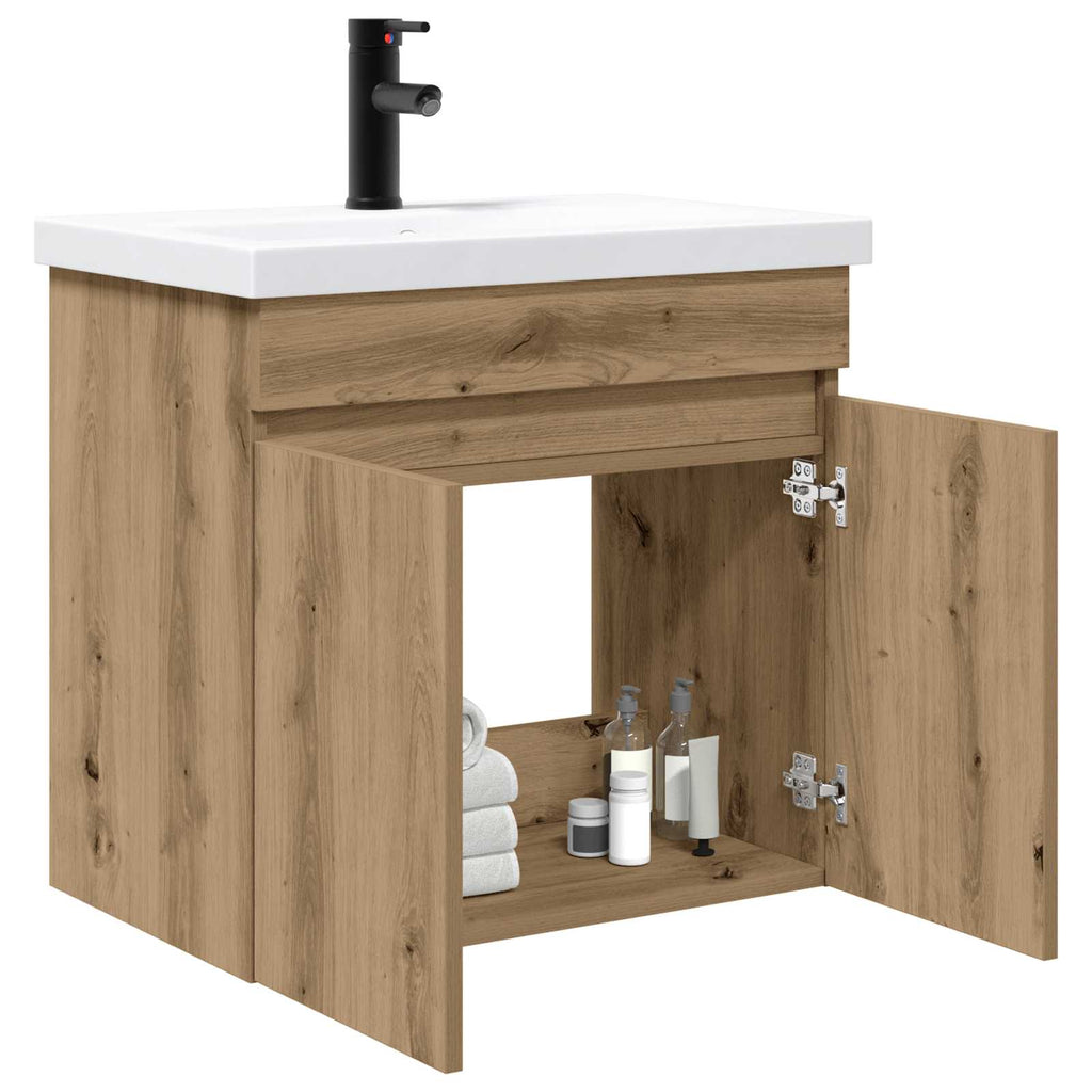Badezimmer Waschtischunterschrank mit Wasserhahn Artisan-Eiche