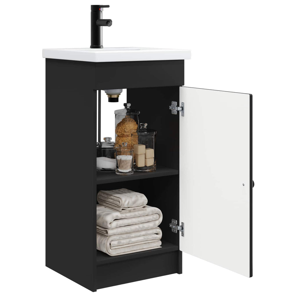 Badezimmerschrank mit Waschbecken Schwarz 42 x 40 x 84,5 cm
