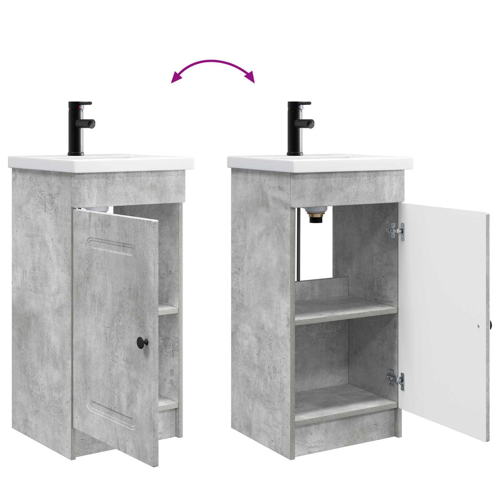 Badezimmerschrank mit Waschbecken Betongrau 42 x 40 x 84,5 cm